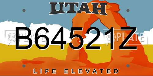B64521Z Utah License Plate