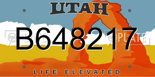 B648217 Utah License Plate