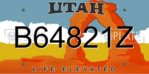 B64821Z Utah License Plate