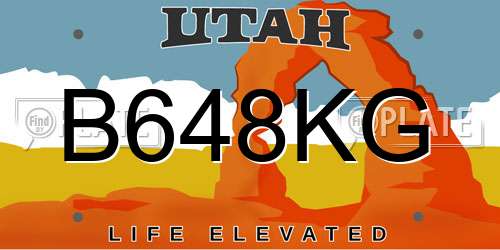 B648KG Utah License Plate