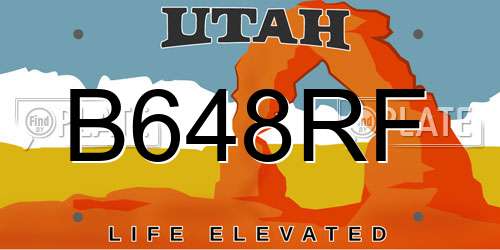 B648RF Utah License Plate