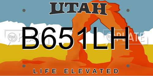 B651LH Utah License Plate
