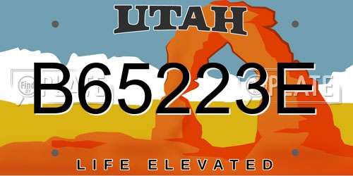 B65223E Utah License Plate