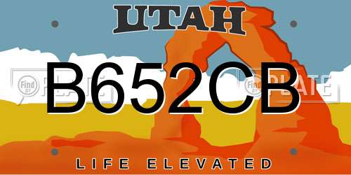 B652CB Utah License Plate