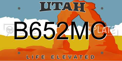 B652MC Utah License Plate
