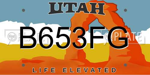 B653FG Utah License Plate