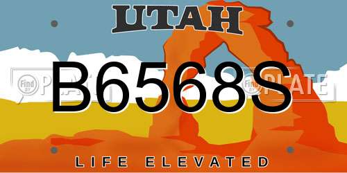 B6568S Utah License Plate