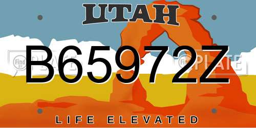 B65972Z Utah License Plate