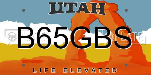B65GBS Utah License Plate