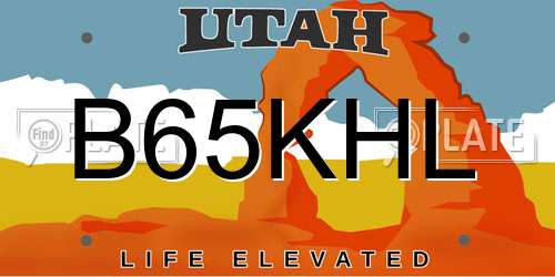 B65KHL Utah License Plate