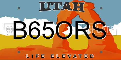 B65ORS Utah License Plate