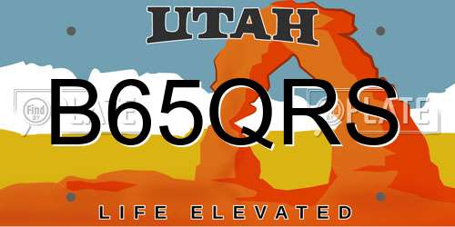 B65QRS Utah License Plate