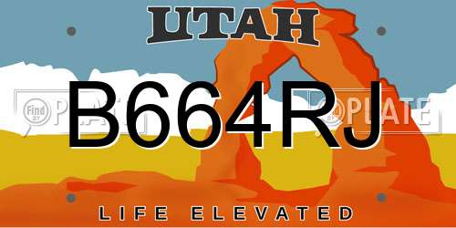 B664RJ Utah License Plate
