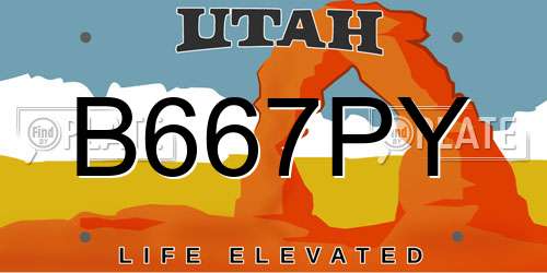 B667PY Utah License Plate