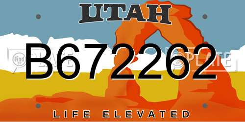 B672262 Utah License Plate