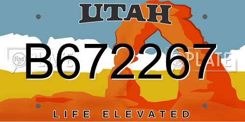 B672267 Utah License Plate