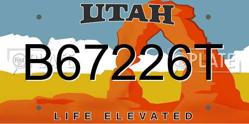 B67226T Utah License Plate