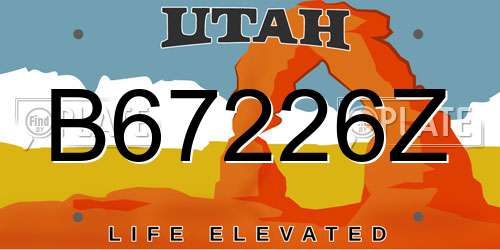 B67226Z Utah License Plate