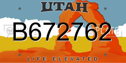 B672762 Utah License Plate