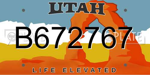 B672767 Utah License Plate