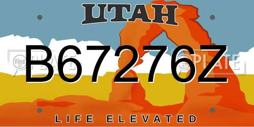 B67276Z Utah License Plate