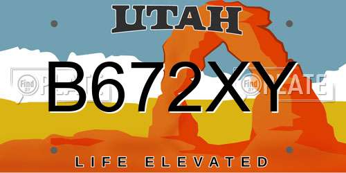 B672XY Utah License Plate