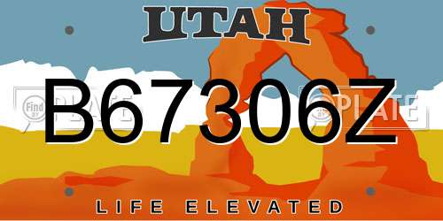 B67306Z Utah License Plate