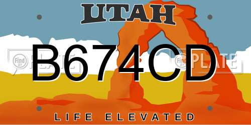 B674CD Utah License Plate