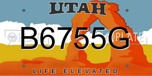 B6755G Utah License Plate