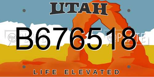 B676518 Utah License Plate