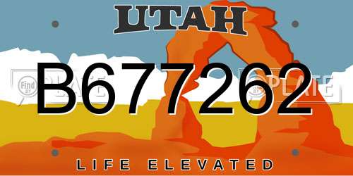 B677262 Utah License Plate