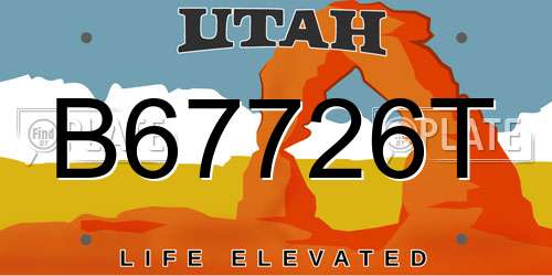 B67726T Utah License Plate