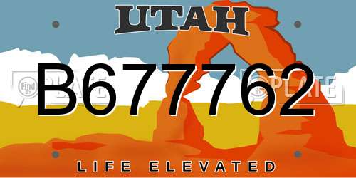 B677762 Utah License Plate