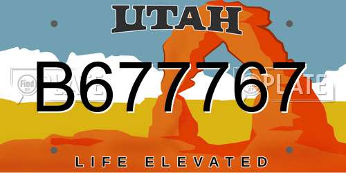 B677767 Utah License Plate