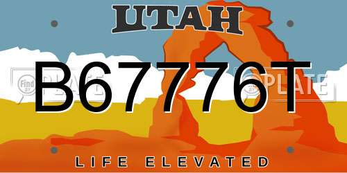 B67776T Utah License Plate