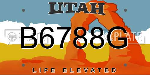 B6788G Utah License Plate