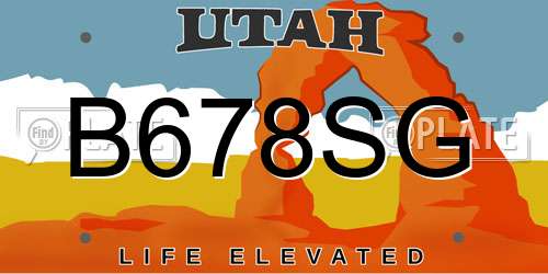 B678SG Utah License Plate