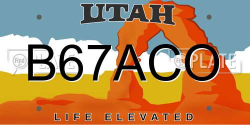 B67ACO Utah License Plate