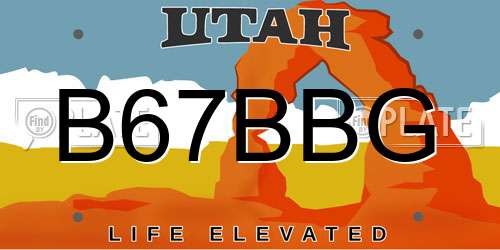 B67BBG Utah License Plate
