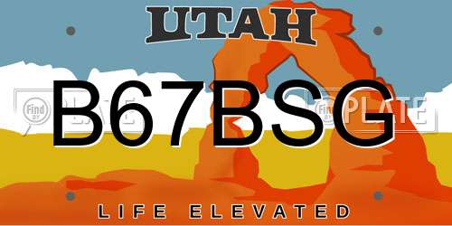 B67BSG Utah License Plate