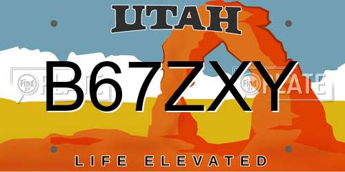 B67ZXY Utah License Plate