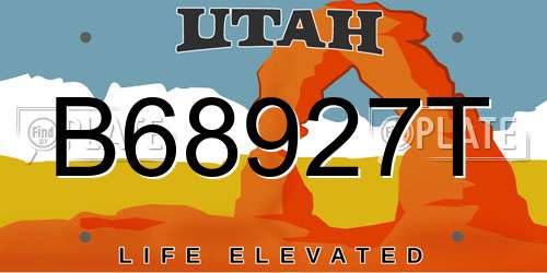 B68927T Utah License Plate