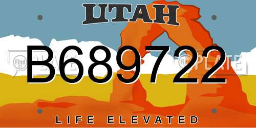 B689722 Utah License Plate