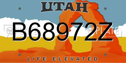 B68972Z Utah License Plate