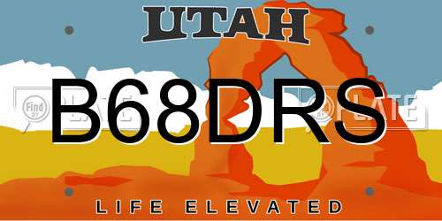 B68DRS Utah License Plate