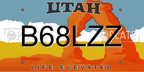 B68LZZ Utah License Plate