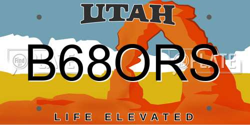 B68ORS Utah License Plate