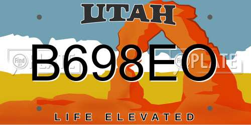 B698EO Utah License Plate