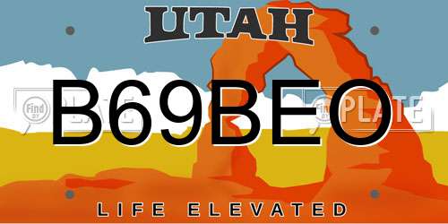 B69BEO Utah License Plate