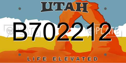 B702212 Utah License Plate
